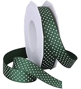 Morex Swiss Dot Polyester Grosgrain Ribbon, 7/8-Inch by 20-Yard Spool, Hunter
