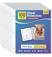 KTRIO Heavyweight Sheet Protectors 5.5 x 8.5 inch, Clear Page Protector for Mini 3 Ring Binder, P...