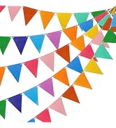 Colorful Pennant Flags - 60pcs Multicolor Pennant Banner 82ft CardStock Paper Pennant Triangle Bu...