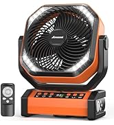 Camping Fan with Light, 20000mAh Rechargeable Battery Operated Fan, 112H Max Cooling Time, 8 Spee...