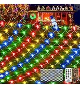 KNONEW Christmas Net Lights 420 LEDs 13ft x 6.6ft Outdoor Mesh Lights Connectable Waterproof 8 Mo...