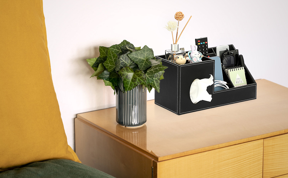 decorative tissue box cover with storage bins