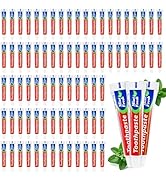 100 Tubes Bulk Travel Size Mini Toothpaste, 0.35 oz Disposable Mint Flavor Pocket Teeth Paste Sma...