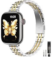 STIROLL Slim Metal Band Compatible with Apple Watch 38mm 40mm 41mm 42mm 44mm 45mm 46mm 49mm, Dres...