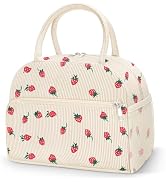Coobiiya Corduroy Lunch Bag Lunch Box for Women Men, Cute LunchBag Lunch Tote Bags Insulated Reus...