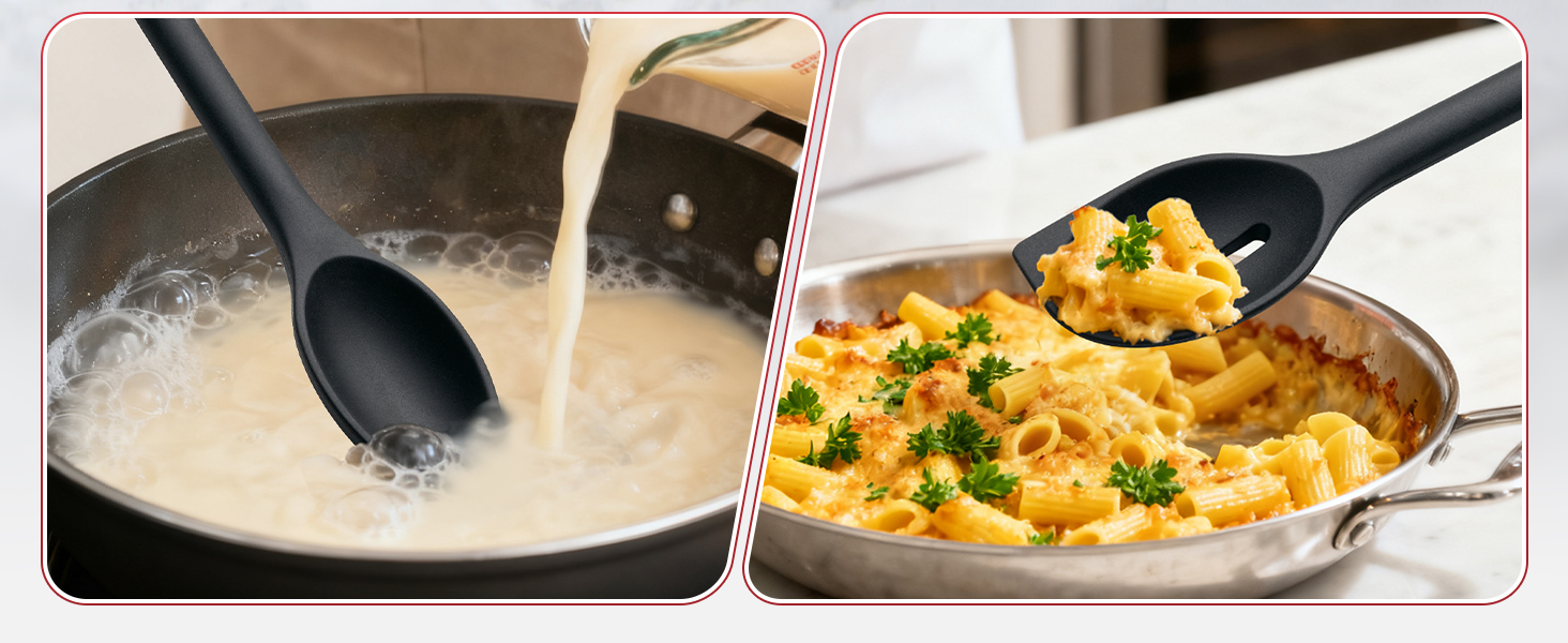 Silicone cooking spoon set