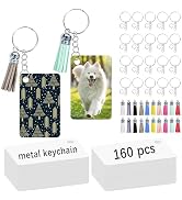 160 Pcs Metal Sublimation Keychain Blanks Bulk,Double Sided Sublimation Blanks Keychain Heat Tran...
