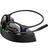 JabNecter Open Ear Headphones with Mic, Wireless Headset with Charging Dock | Noise Canceling Mic...