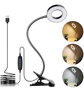 Brokimis Clip on Light LED Reading Book Study Lamp 3 Color Modes 10 Brightness Eye Protection 360...