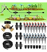 250FT Drip Irrigation System for Garden - 50FT 1/2" Main Tube & 200FT 1/4" Branch Tubing, Brass S...