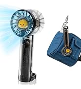 Handheld Fan with Lights, Cute Cartoon Transparent Turbo Portable Fan, 3 Gear High Speed 2000mAh ...