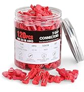 Nilight 120PCS/60 Pairs Quick Splice Disconnect Wire Terminals T-Tap Spade Wire Connectors Red 22...