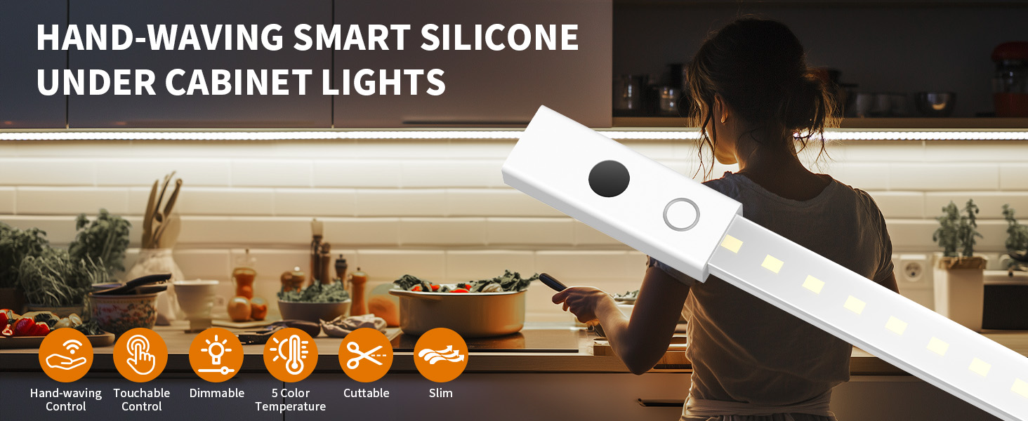 Hand-waving smart silicone under cabinet light