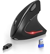TECKNET Ergonomic Mouse with Jiggler, Bluetooth Wireless Vertical Mouse, 4800DPI Rechargeable Car...