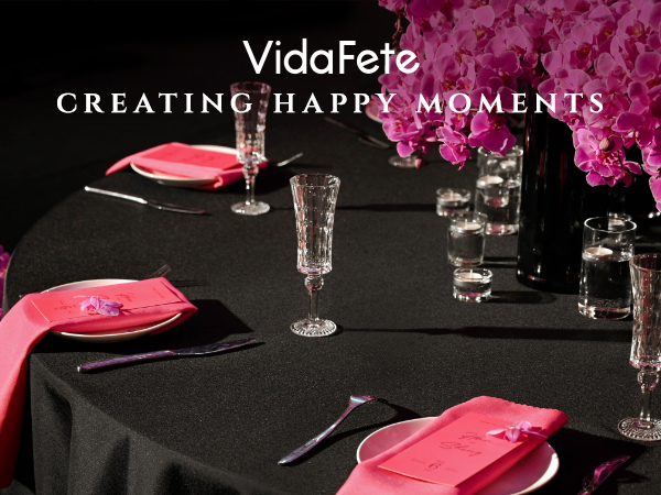 VidaFete 108 in tablecloth round tablecloth black tablecloth