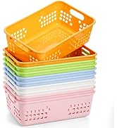 Jucoan 10 Pack Plastic Storage Basket, 10.5 x 7 x 3.5 Inch Colorful Plastic Classroom Storage Org...