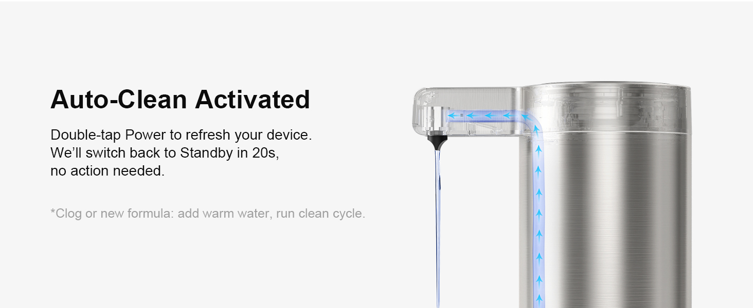 Self cleaning soap dispenser helps prevent clogs, easy to maintain and stays ready for use.