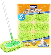 KEEPOW Reusable Microfiber Mop Pads Compatible with Swiffer Sweeper & Mop Deluxe 2-in-1, Wet & Dr...