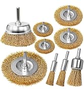 SBGGRL 9 Pcs Carbon Steel Wire Brush for Drill Rust Removal Kit,Wire Wheels and Pen Metal Wool Br...
