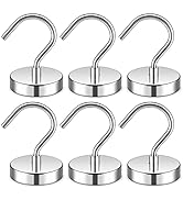 Junarter 6 Pack Magnetic Hooks, 60LBS Heavy Duty Magnetic Hooks for Hanging, Neodymium Magnet Hoo...