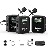 SYNCO Wireless Lavalier Microphone, G2(A2) 2.4G Dual Transmitter 48KHz 24Bit Lapel Mic 656FT 8H f...