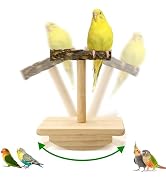 Natural Wood Bird Perch Stand Training, Intelligence Puzzle Enrichment Toys for Parakeets, Wooden...