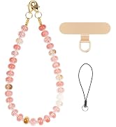 CH.yishi Gemstone Beaded Phone Charm Wrist Strap with Steel Cable Core Stringing, Detachable Phon...