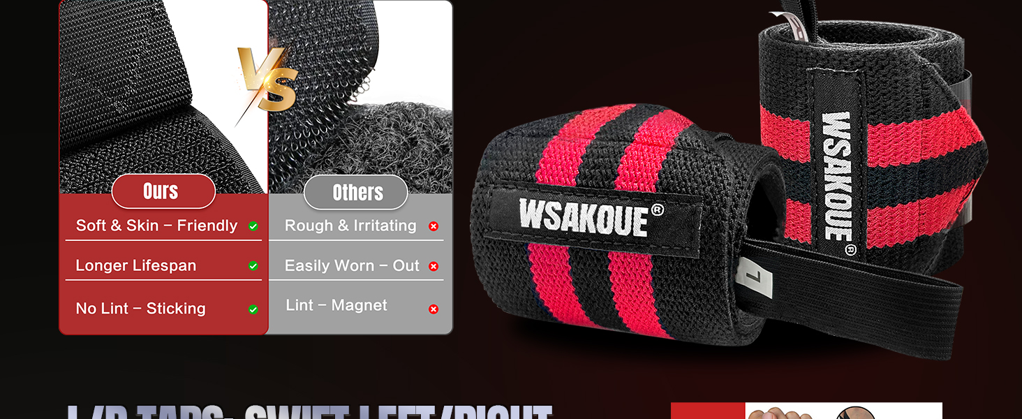 WSAKOUE Weightlifting Wrist Wraps - 18" Professional Wrist Support with Heavy-Duty Thumb Loop 5