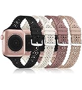 Bandiction 4 Pack Lace Silicone Bands Compatible with Apple Watch Band 38mm 40mm 41mm 42mm 44mm 4...