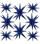 TONIFUL 8 Pcs Navy Blue Star Foil Balloons Large Star Balloons Blue Explosion Star Mylar Balloons...
