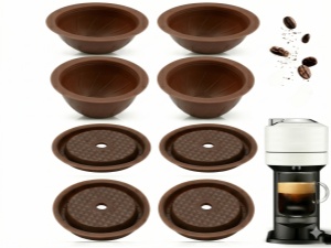 4 Plastic Pods +4 Silicone Lids (Brown) - 4 Pack