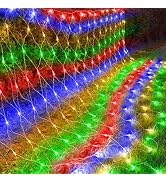 kemooie 198 LED Christmas Net Lights, 9.8FT x 6.6FT Plug in Mesh Lights, Connectable 8 Twinkle Mo...
