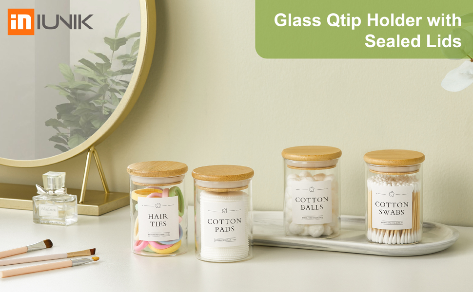 INIUNIK Glass Qtip Holder Dispenser