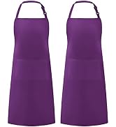 Syntus 2 Pack Adjustable Bib Apron Waterdrop Resistant with 2 Pockets Cooking Kitchen Aprons for ...
