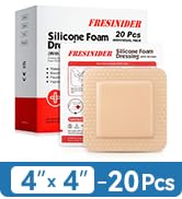 FRESINIDER Silicone Foam Dressing with Adhesive Border – Wound Dressing Bandage – Silicone Foam P...
