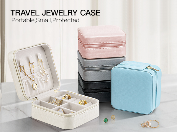 Vlando PU Leather Small Jewelry Travel Organizer, Travel Jewelry Case for Ring