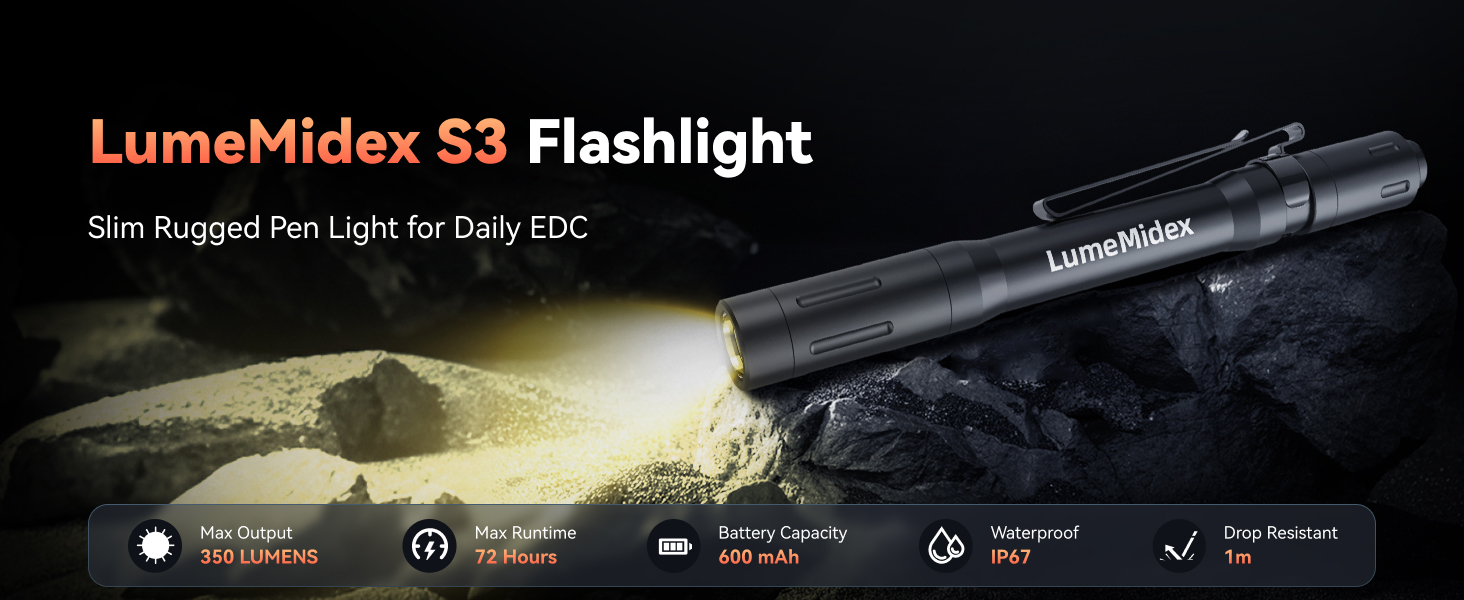 Pen Light, Pocket EDC Flashlight, Rechargeable, LED Pen Flashlight, Waterproof Flash Light
