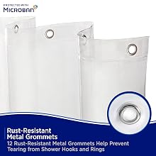 Microban_Medium Weight PEVA Shwr Liner_Grommets_Clear