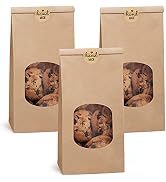 Eupako 4.5x2.36x9.6" Bakery Bags with Window 50 PCS Brown Tin Tie Tab Lock Bags Kraft Paper Bags ...
