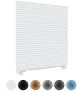 Window Blinds Cordless No Drill Cut to Size Clip On Stick On Self Adhesive Temporary Blinds Pleat...