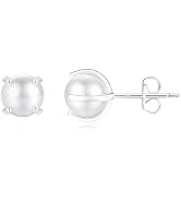 Angelstones 18K Gold Plated Sterling Silver Stud Earrings, Pearl Earrings for Women