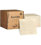 MORGIANA 200-Pack Bamboo Wedding Cocktail Napkins Disposable - 5 x 5 Inch Compostable Bar Napkins...