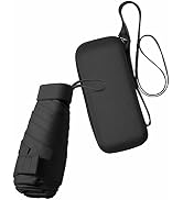 ESUFEIR Mini Travel Sun Umbrella for Purse With Case,Small Compact UV Umbrella for Sun and Rain,L...