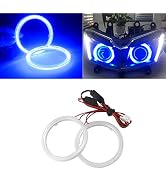 Qasim 1-Pair Blue 80MM 63SMD COB LED Halo Ring Angel Eyes with lampshade Cover Led DRL Fog Light ...
