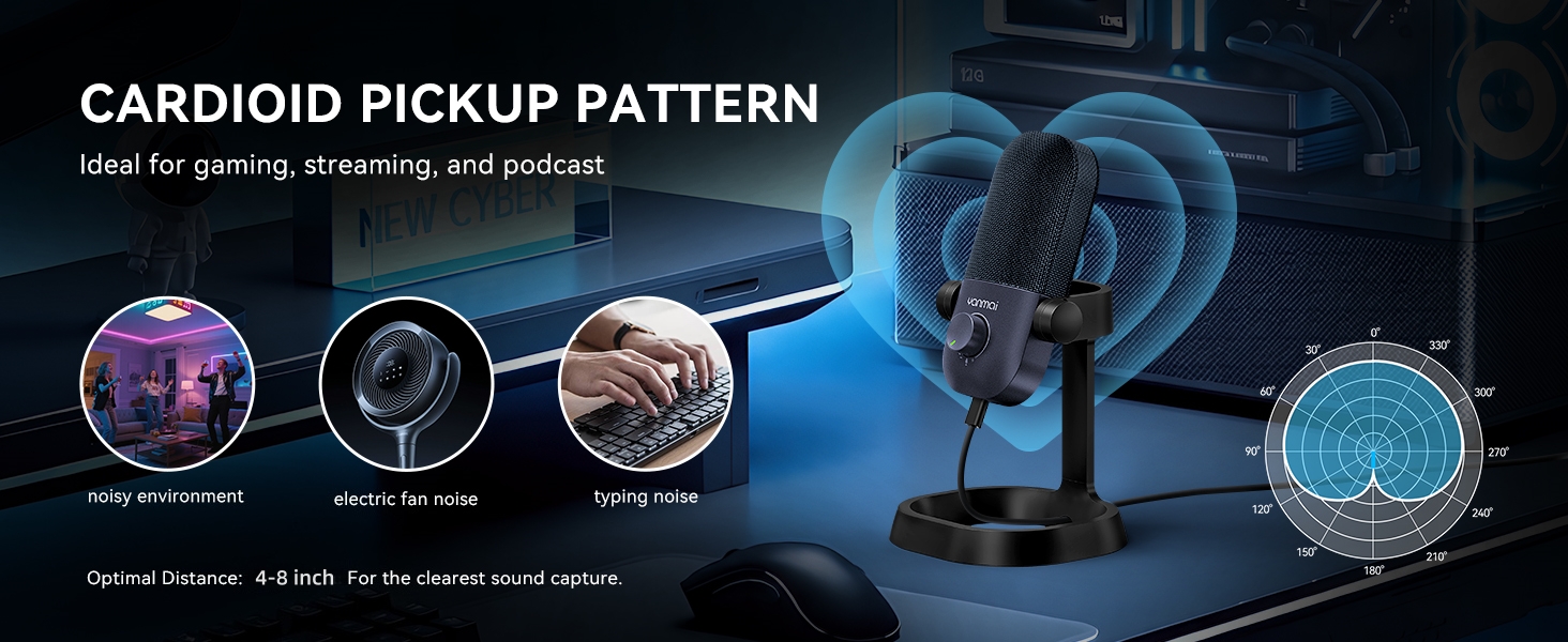 YANMAI cardioid polar pattern condenser mic for focused sound recording