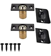 JQK Closet Door Ball Catch Hardware, Stainless Steel Catch Adjustable with Strike Plate, Black Fi...