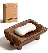 Large Rustic Teak Wood Soap Holder, Farmhouse Wooden Soap Dish,Decorative Bathroom Shower Soap Ho...