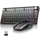 RedThunder K75 Wireless Membrane Keyboard & Mouse Combo,75% Side-Engraved Keycaps,Optical Gaming ...
