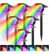 Peasur Solar Spot Lights Outdoor Color Changing, Halloween RGB Spotlights | 6 Pack/7 Modes, Water...
