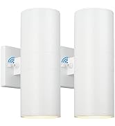 TOBUSA 2-Pack White Outdoor Wall Sconces Dusk to Dawn, Up Down Modern Exterior Light Fixtures for...